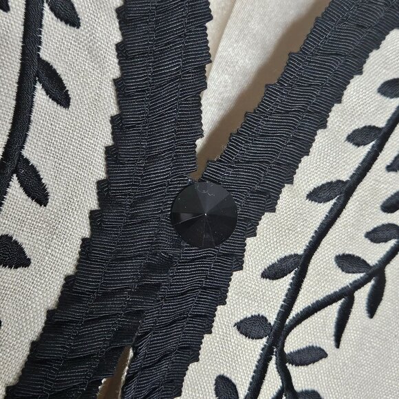 Linea by Louis Dell'Olio Jacket Womens XS Beige Linen Embroidered Artsy Boho - Picture 6 of 10